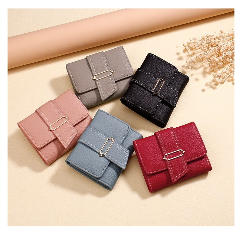 Корейская версия однотонный кошелек тройного сложения клатч Студенческая
