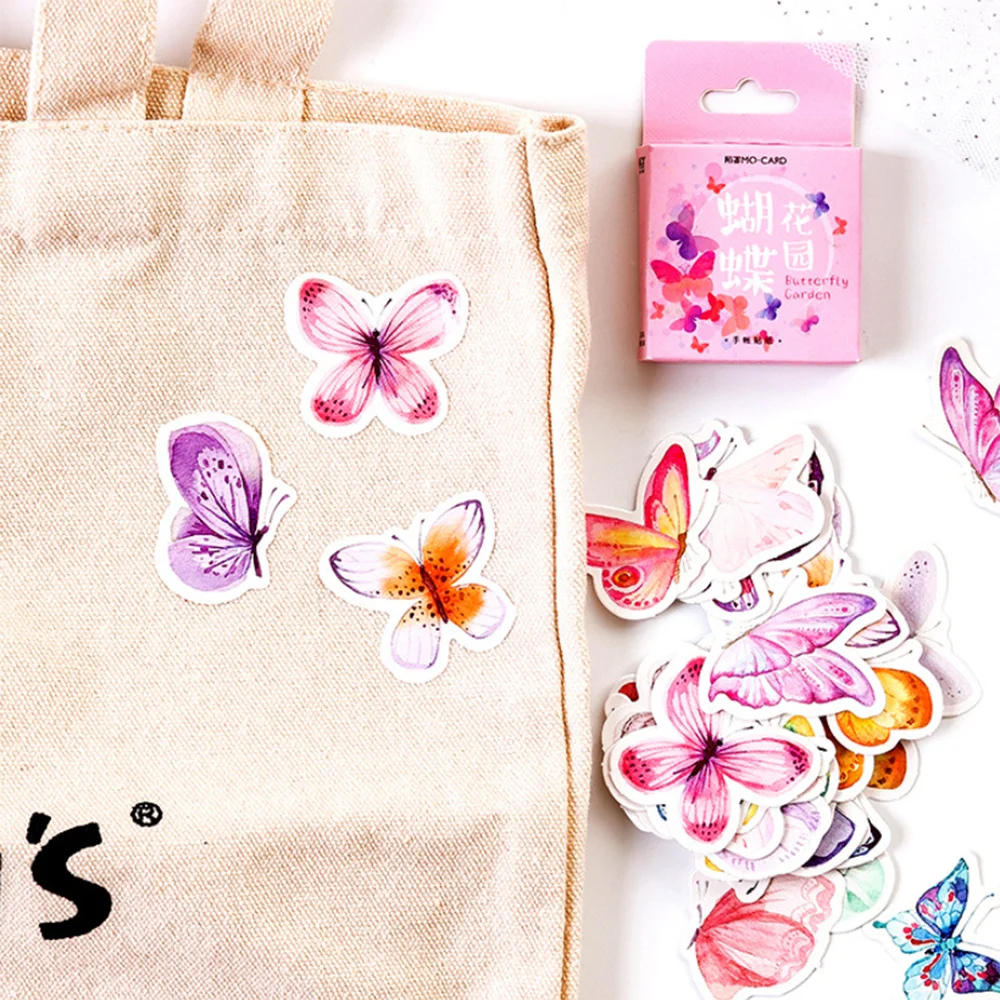 46Pcs Cute Butterfly Stickers Kawaii Stationery Lovely Adhesive Sticker DIY Scrapbooking Diary Notebook Deco for Kids | Канцтовары для