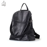 fashion women genuine cow leather bag multifunction black backpack school shoulder backpacks mochila bags high quality maidy