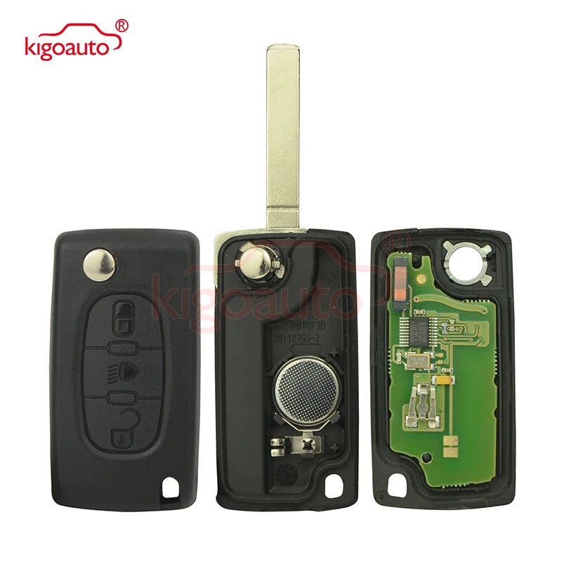 Kigoauto 5 шт. CE0536 3 кнопки VA2 434 МГц для Peugeot 307 Citroen C4 откидной дистанционный ключ |
