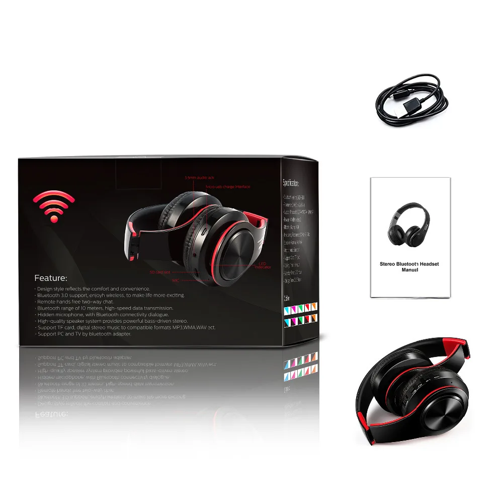 Hi Fi стереонаушники bluetooth наушники Музыкальная гарнитура FM и поддержка sd карты с
