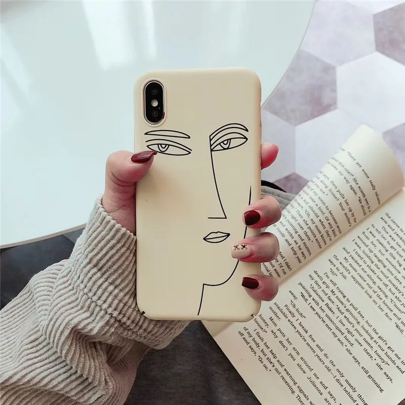 Creative Simple Art illustration Girl Phone Cases For iphone X XS Max XR 6 6s 7 8 Plus Case hard matte Cover Fundas Capa Coque |