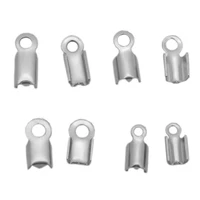aiovlo 100pcslot stainless steel cords crimp end caps end clasps beads for diy bracelet necklace jewelry findings connectors