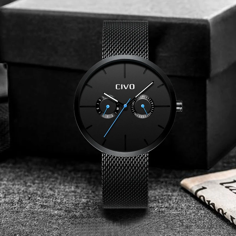 CIVO мужские часы из нержавеющей стали армейский Милитари спортивный Дата