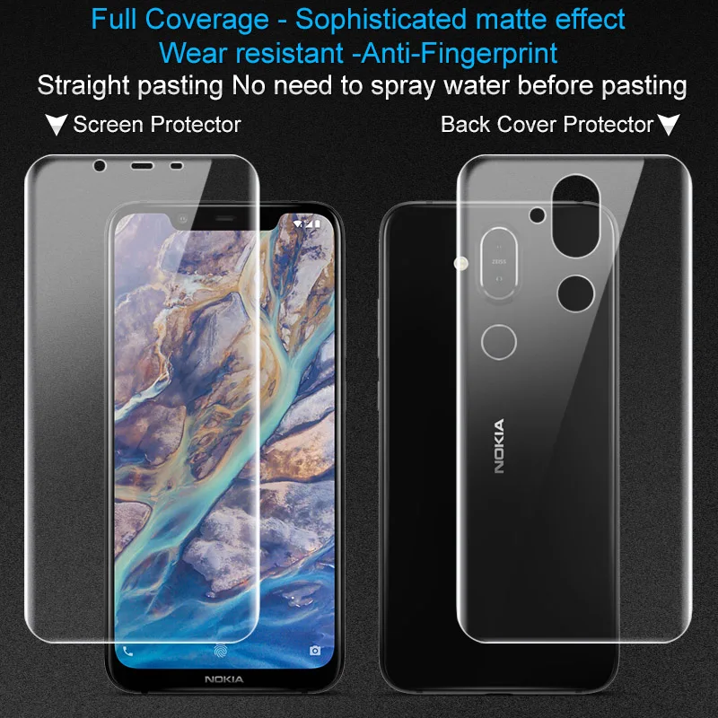 2 шт. полная Защита экрана для Nokia X7 8 1 7 Plus защитная задняя крышка телефона матовая