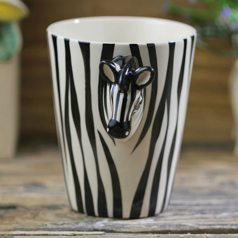 3D кофейная чашка в виде животного 200 мл милая Зебра ручная роспись креативная