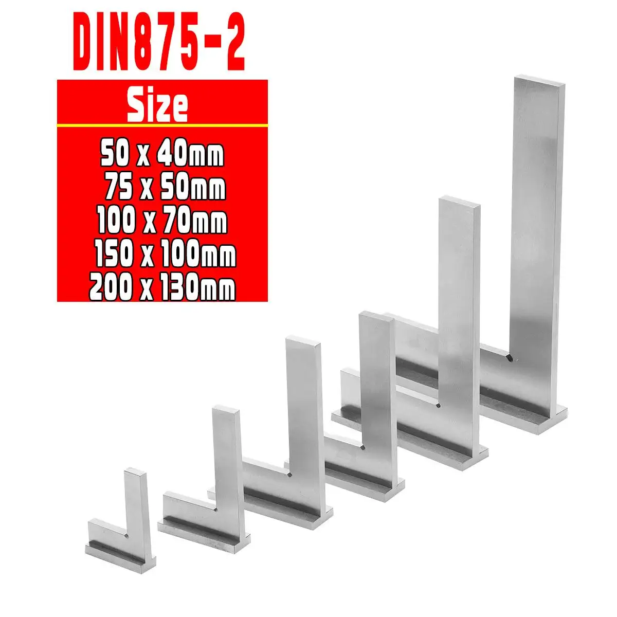 

Угловой прибор для измерения углов, 50x40 мм ~ 200x130 мм, DIN875-2 градусов