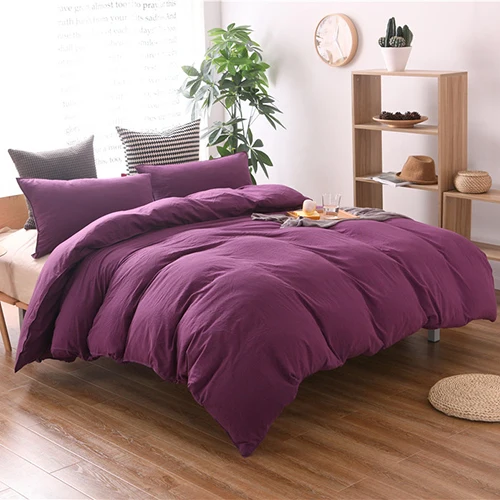 EBEIZZI 2-3pcs 2019 New Style Pure Color Washed Cotton Brand Production Pastoral Fashion Bedding Bed Duvet Cover | Дом и сад