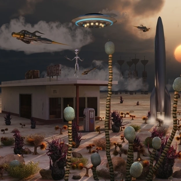 Концепция художника научной фантастики чужой пейзаж плакат печать (18x11)| |