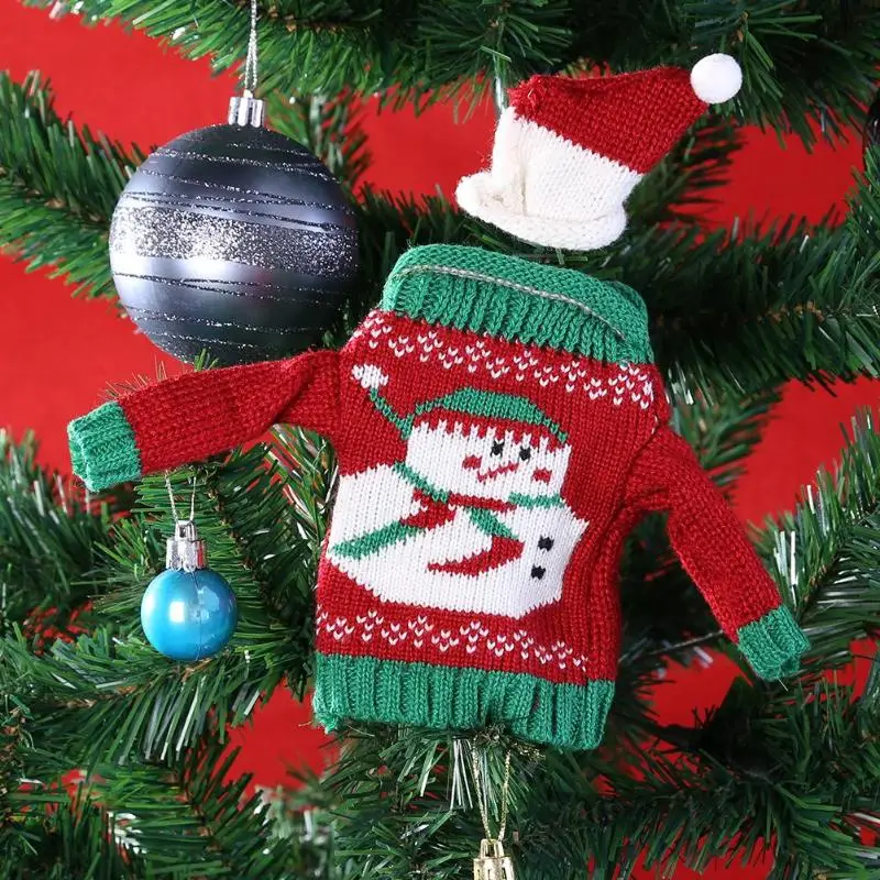 Knitting Christmas Wine Bottle Cover Set Sweater With Hat Xmas Decor | Дом и сад