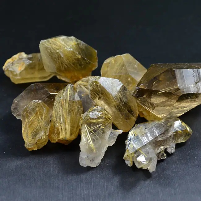 Natural gold hair crystal titanium ore raw rock specimens | Дом и сад