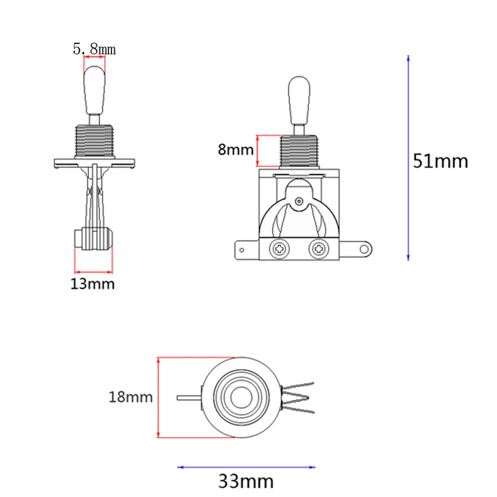 GN118 3 Way Toggle Switch Pickup Selector with Silver Tip for LP Electric Guitar | Спорт и развлечения
