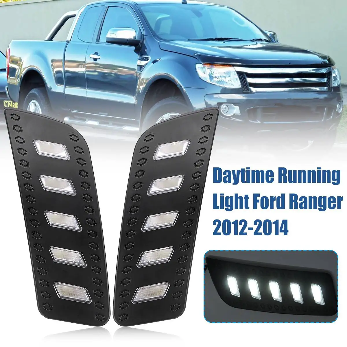 1 пара передние DRL для Ford Ranger 2012 2013 Передние решетки свет дневного света противотуманная фара вождение автомобиля Стайлинг Аксессуары