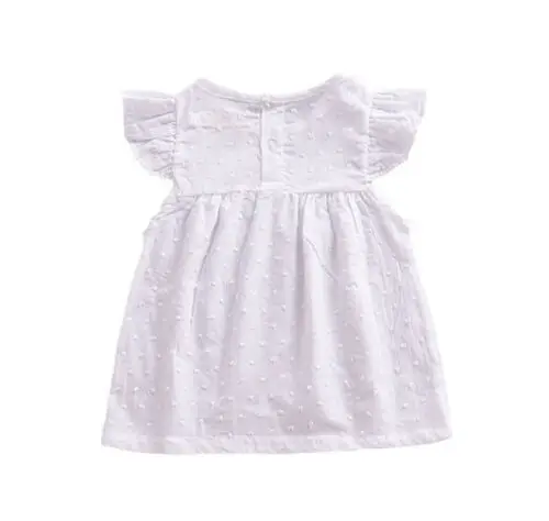 2019 Brand Toddler Infant Baby Girls Tutu Dresses Summer New White Solid Fly Sleeve Spotted Holiday Sundress Dress Clothes 3M-3Y | Детская