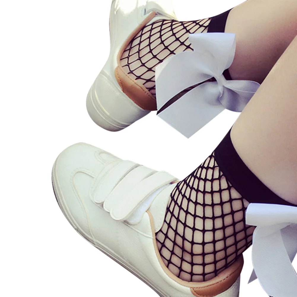 2019 Hot Sale Women Girls Mesh Bow Socks Fishnet Ankle High Lace Fish Net Short Summer Sexy For | Женская одежда