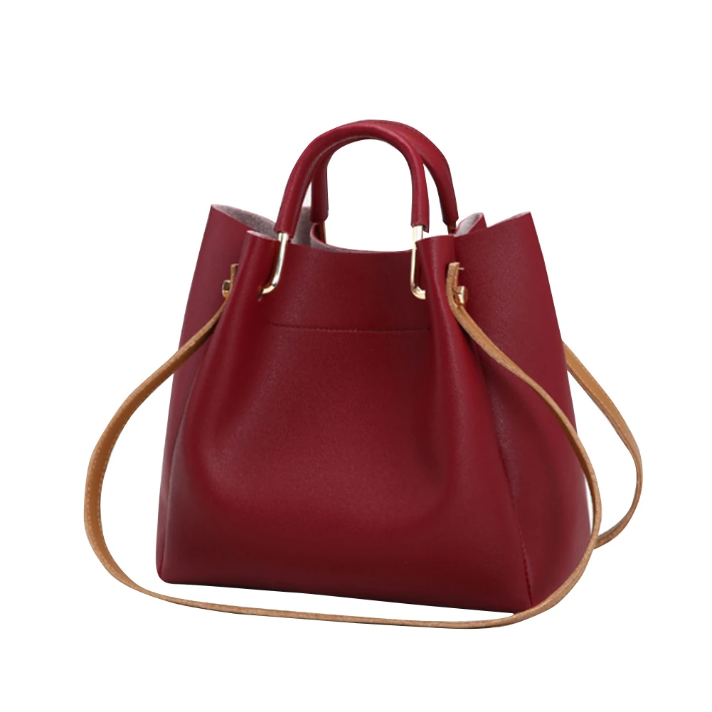 Large Capacity Women Tote Shoulder Bag Pu Leather Ladies Bucket Handbags Messenger Shopping Crossbody | Багаж и сумки