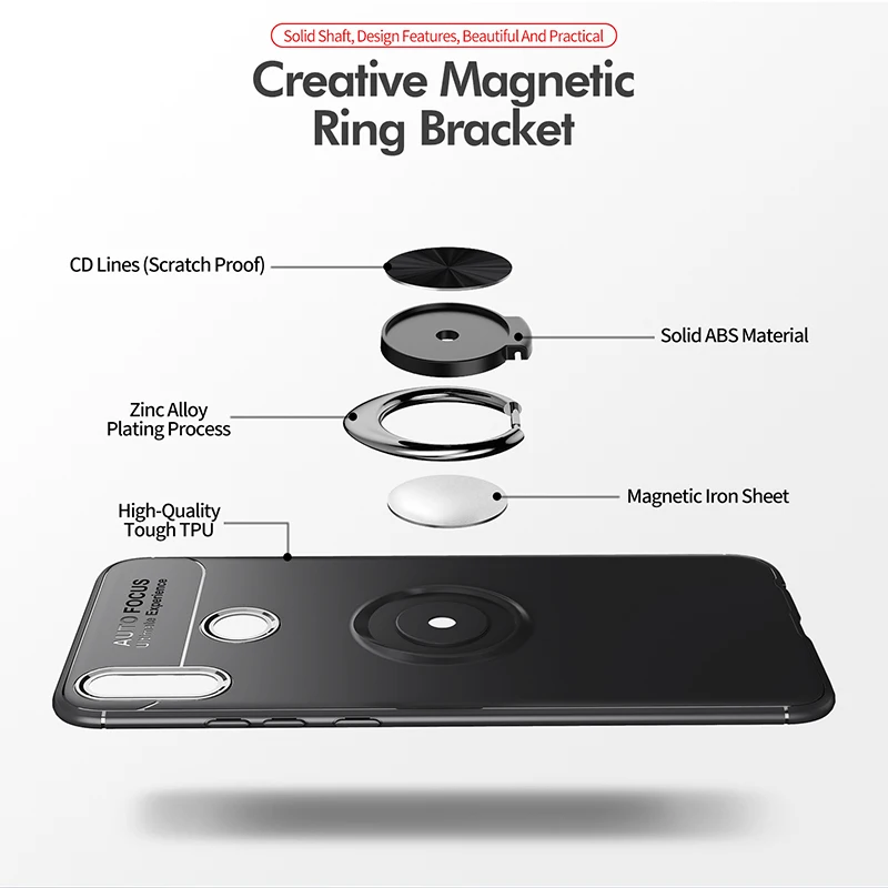 TOXCOT For Huawei Honor 8X Max Case Rotating Finger Ring Holder Matte Soft Silicone Back Cover Phone Skin |