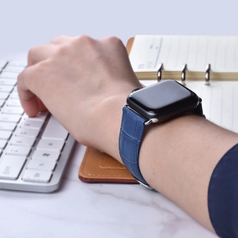 Ремешок Mling из натуральной кожи для Apple Watch Band 3 2 1 38 мм 42 сменный Браслет iWatch 4 40 44