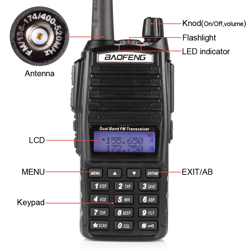 Baofeng UV-82L двухдиапазонный двойной PTT 1 Вт громкий динамик VHF UHF PMR CTCSS DTMF