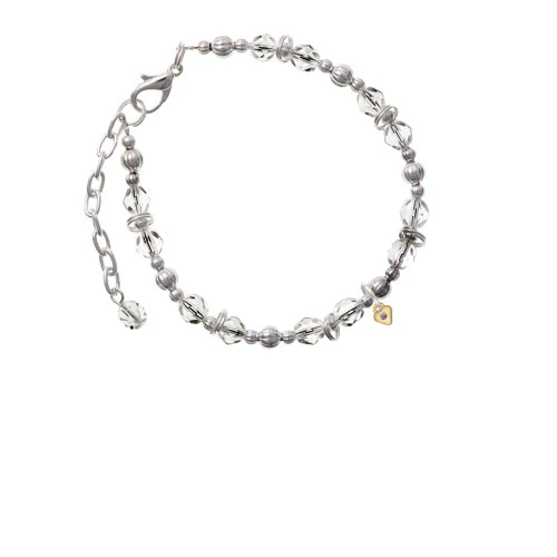 Goldtone Мини светлый фиолетовый кристалл сердце из прозрачных бусин браслет| |