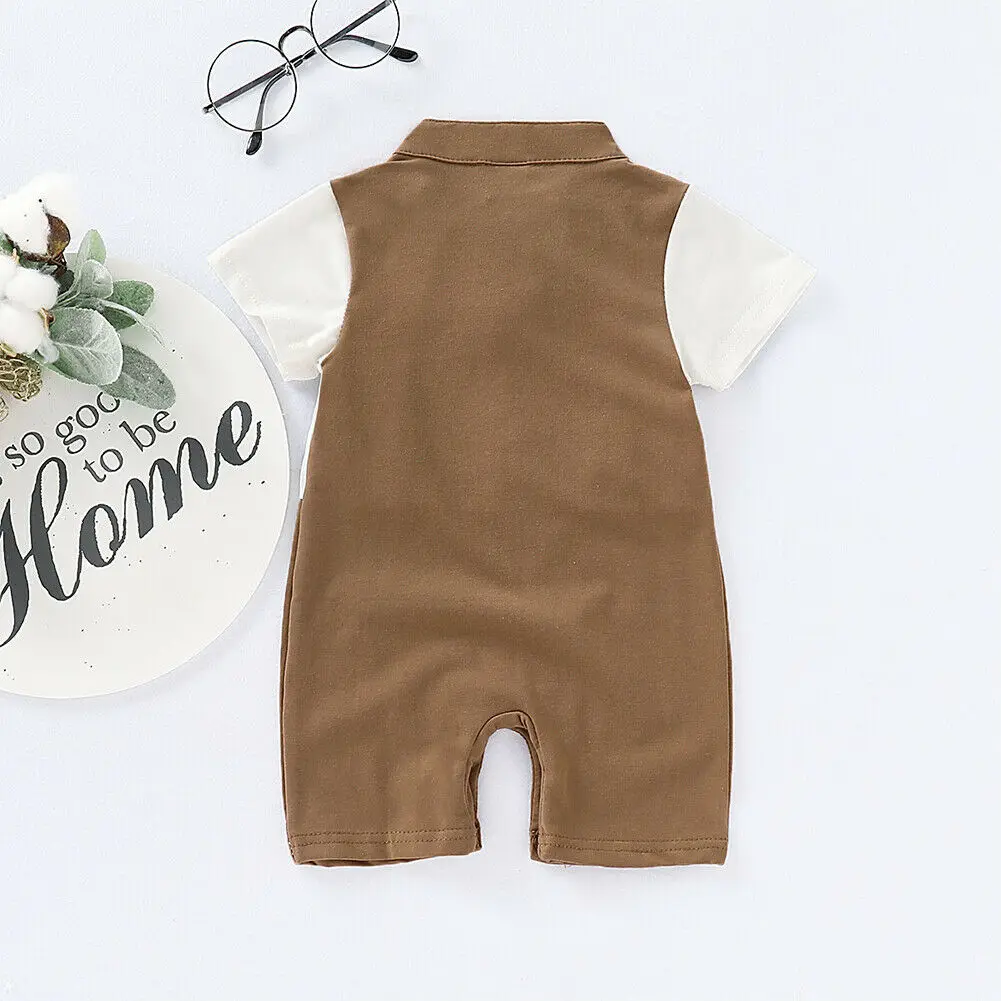Little Gentleman Infant Newborn Baby Boy Clothes Short Sleeve Kids Boys Romper Jumpsuit One Pieces Summer |