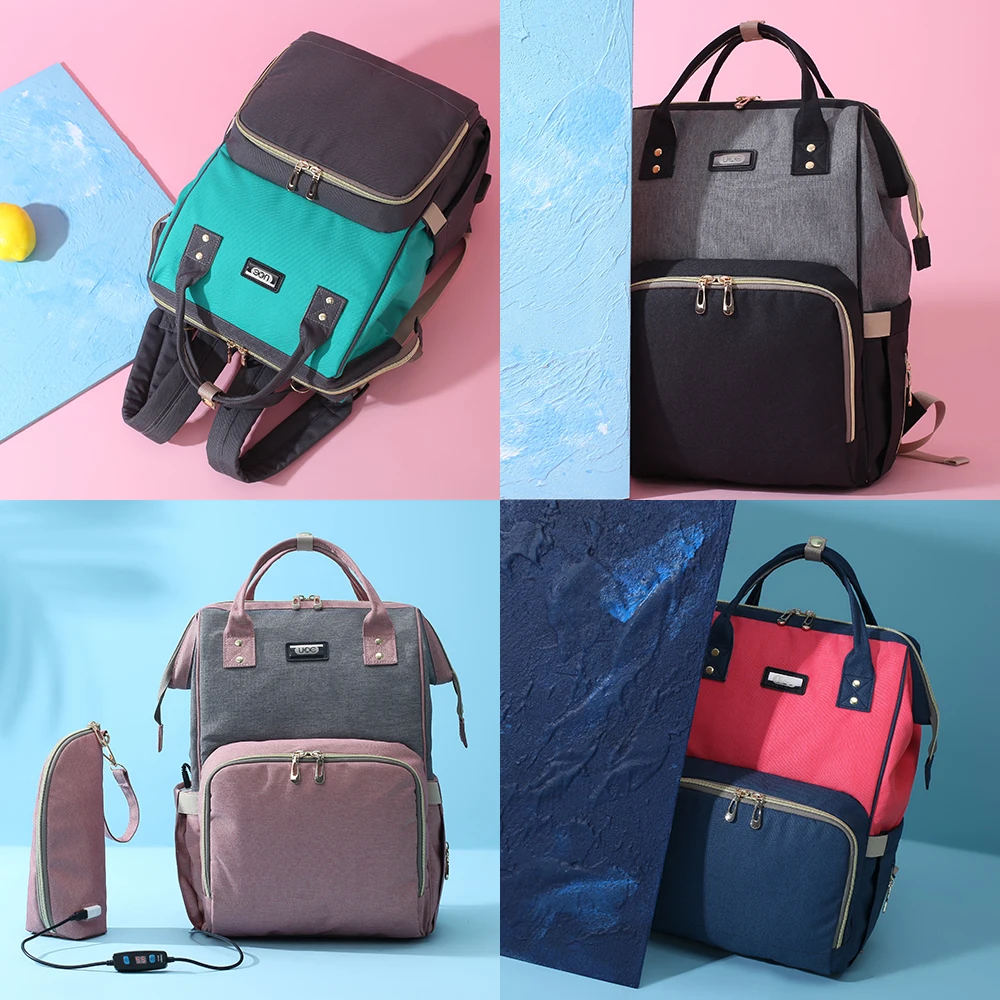 

Diaper Bag Multi-Function Waterproof Travel Backpack Nappy Bags for Baby Care Large Capacity With USB charging Pot Grey