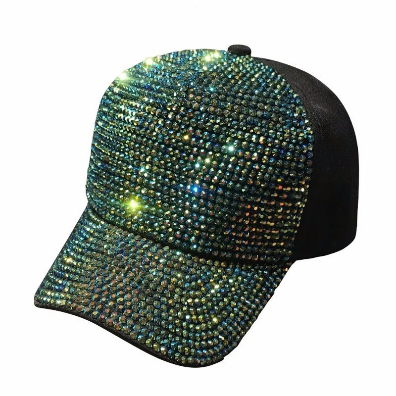 

2019 Rhinestones Pearl Sequins Baseball Cap For Women Summer Cotton Hat Girls Snapback Hip Hop Hat Gorras