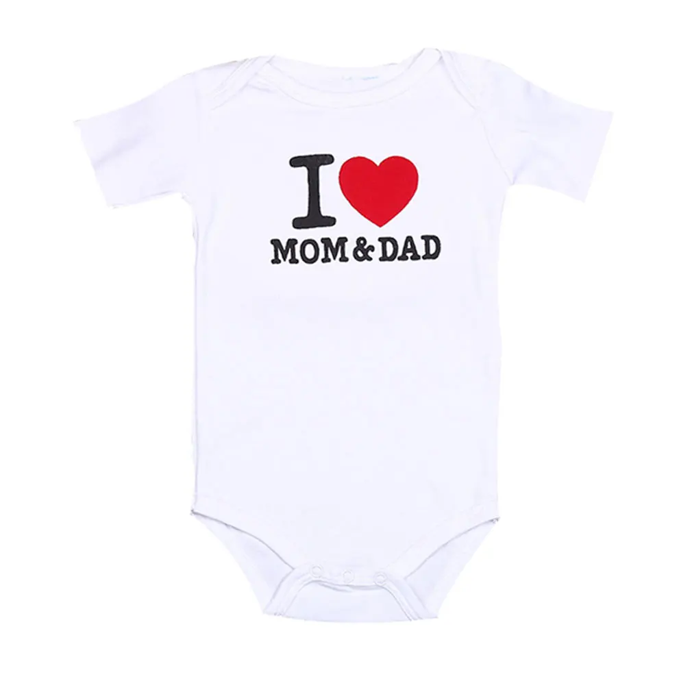 Детский комбинезон для малышей с надписью I Love Mom And Dad хлопковая Мягкая Белая