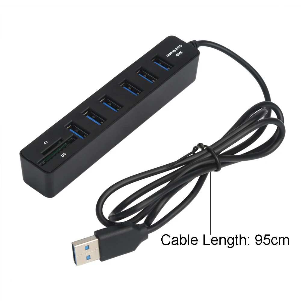 USB 2 0 концентратор usb хаб все в одном кард ридер расширитель 6 Порты HUB + TF/SD комбо