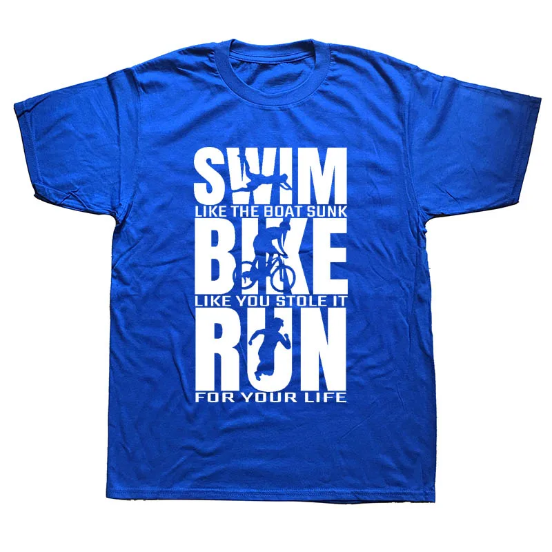 Триатлон Триатлет Runninger Swimmings Bikings забавная Футболка мужская летняя с коротким рукавом Уличная футболка хлопок футболки черный