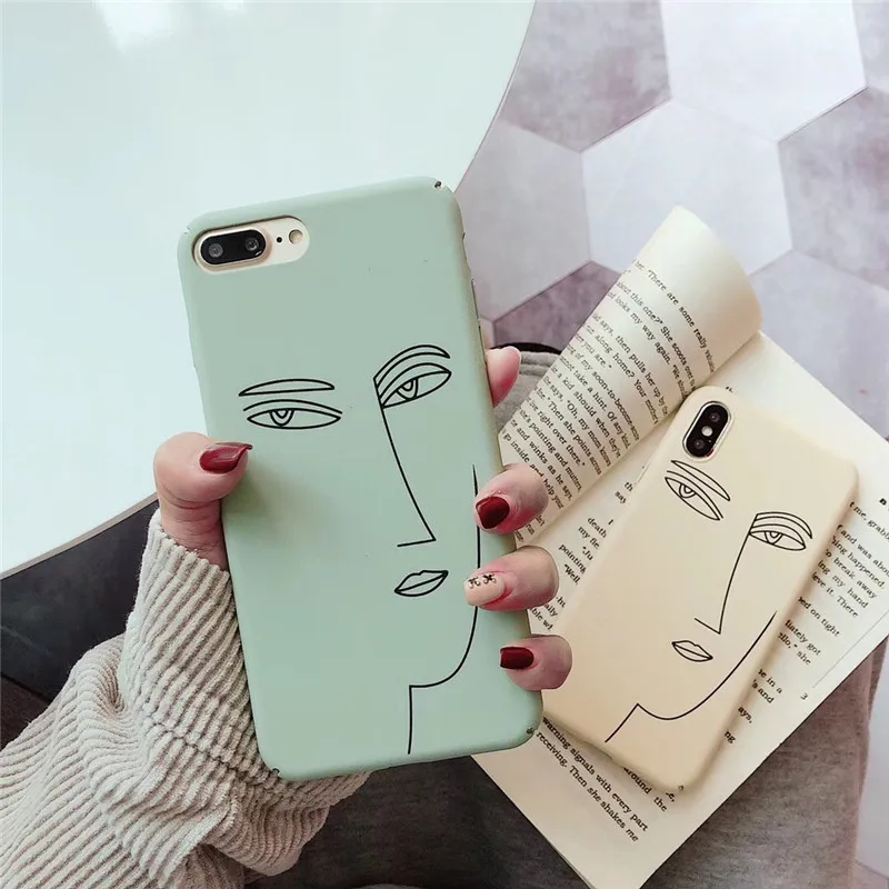 Creative Simple Art illustration Girl Phone Cases For iphone X XS Max XR 6 6s 7 8 Plus Case hard matte Cover Fundas Capa Coque |