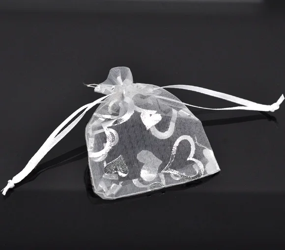

DoreenBeads 100 Heart Organza Wedding Gift Bags&Pouches 7x9cm (B12631), yiwu