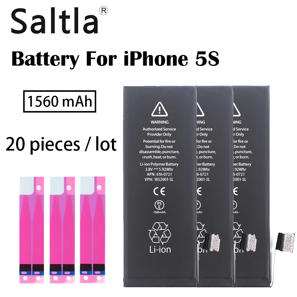 Saltla оригинальный батарея для iPhone 5S 20 шт/Лот реального ёмкость 1560 мАч New5CMobile Замена