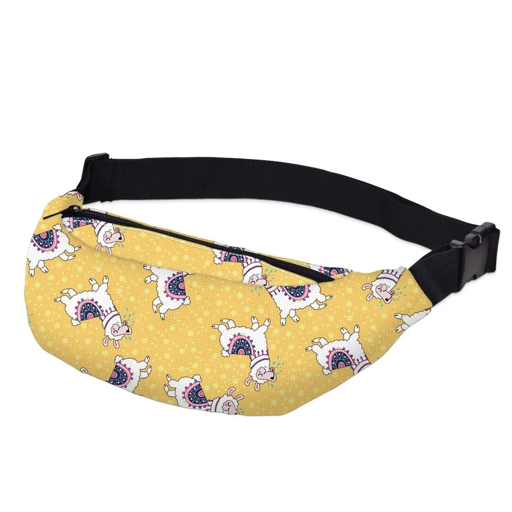 Deanfun/женская сумка на пояс с принтом ламы водонепроницаемая альпака желтая плечо