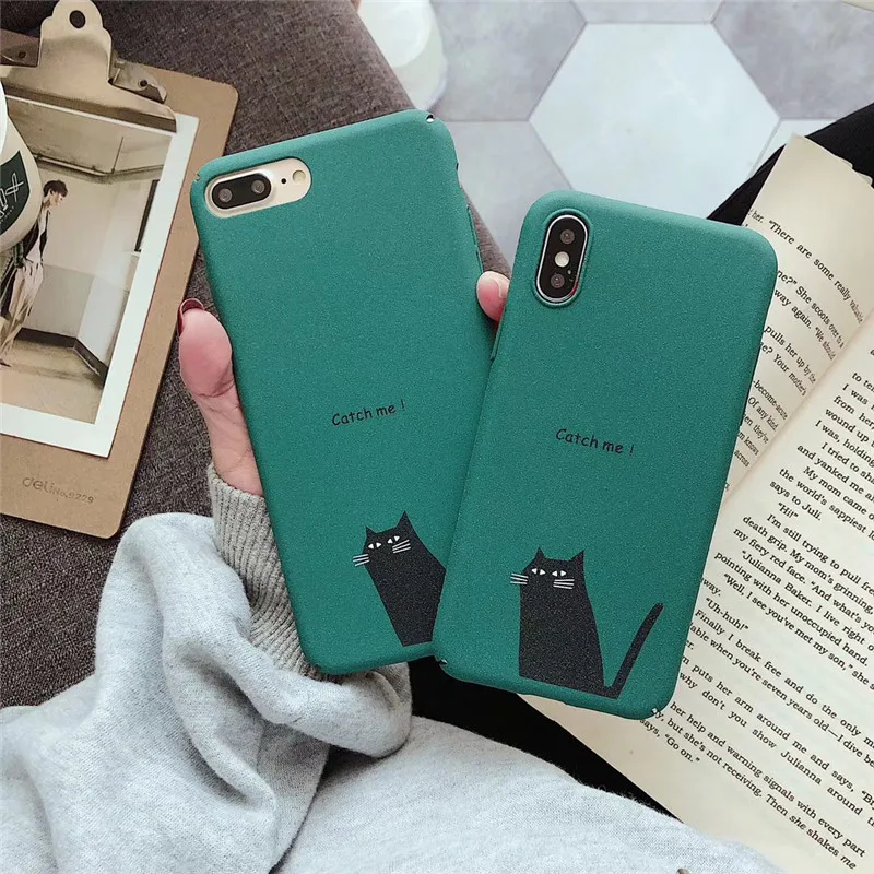 Корейский мультфильм Креативный Кот простые телефонные чехлы для iphone X XS Max XR 6 6s 7 8