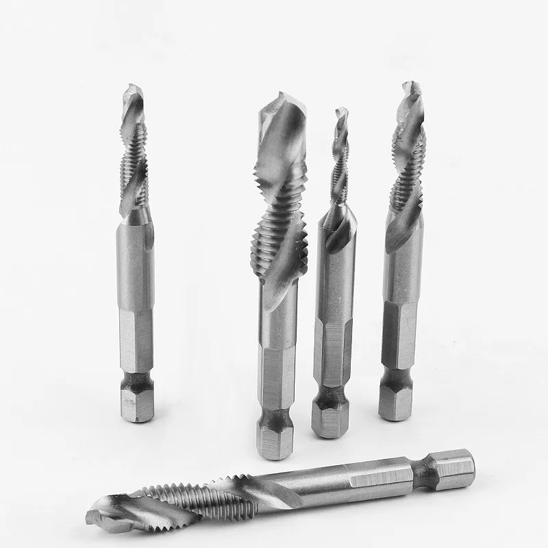 Multi-Function Integral Screw Machine Accessories M3 Hex Shank Compound Spiral Thread Taps Drill Bit Tool |