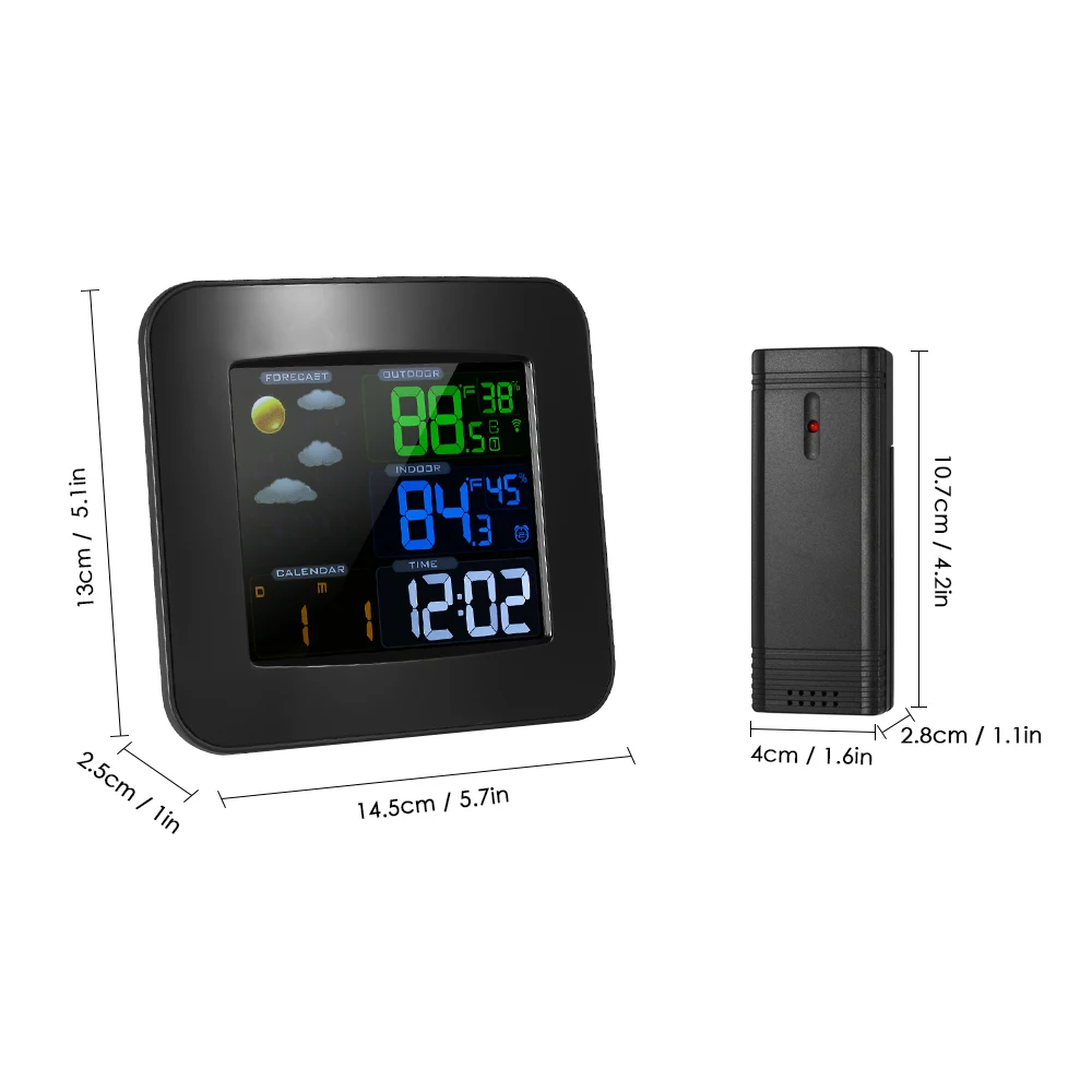 Multifunctional Wireless Color Weather Station Clock Thermometer Hygrometer Barometer Time Calendar Display Double Alarm | Дом и сад