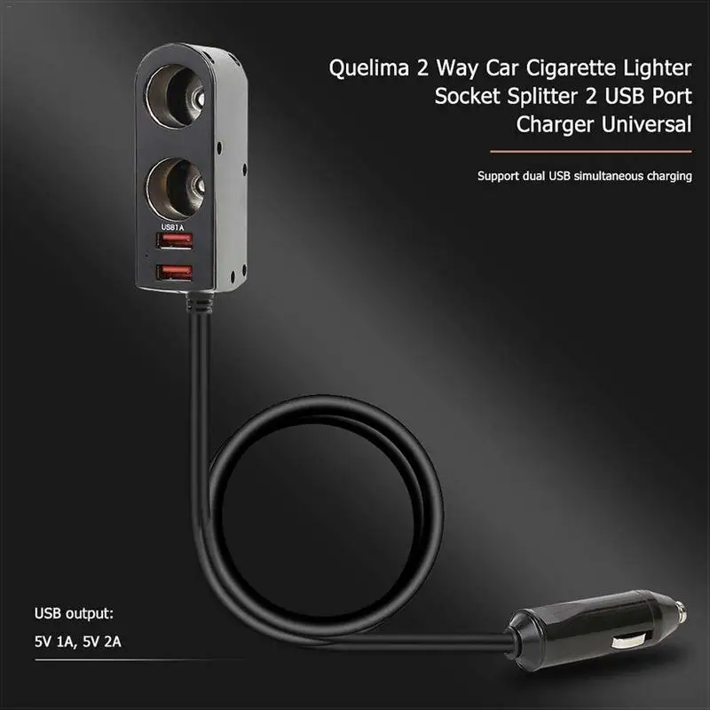 5 V/1A V/2A двойной порт USB 2 Way Авто прикуриватель розетка распределитель для