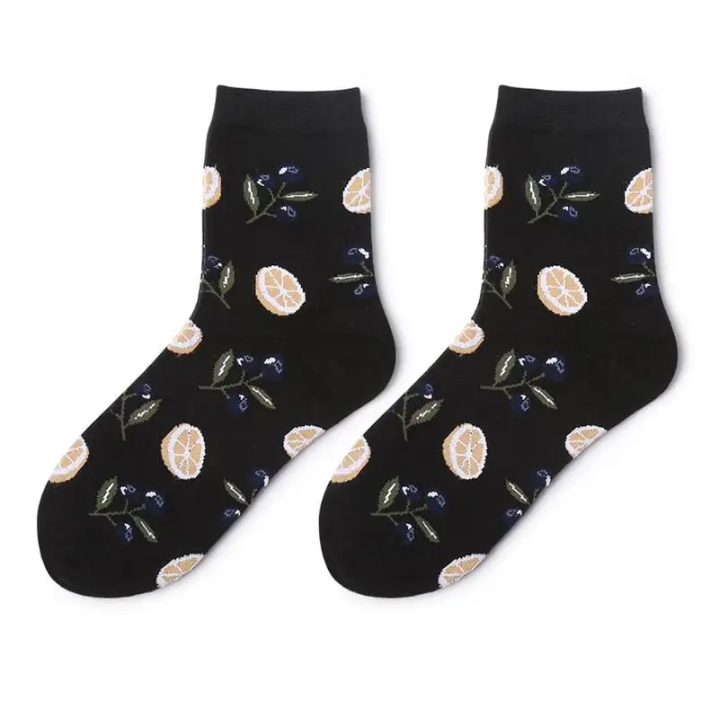 Fashion Cartoon Cute Women Comfortable Socks Tropical Fruit Print Casual Ankle Female fashion socks | Женская одежда