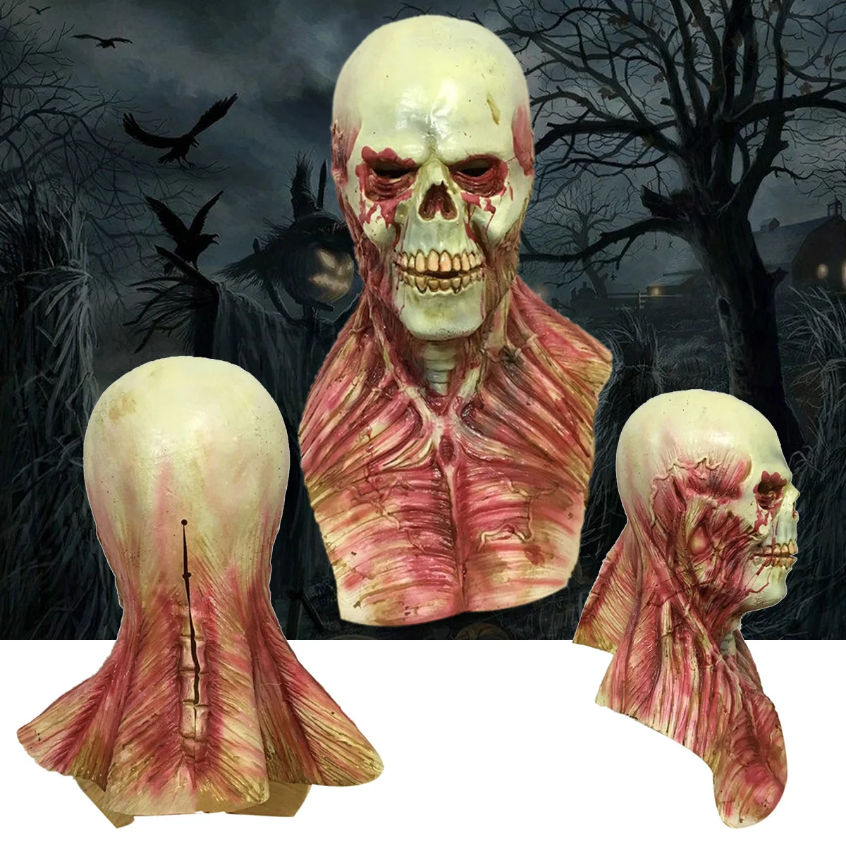 Ужас alien Bloody Zombie маска Тающее лицо взрослый латексный костюм Хэллоуин страшный