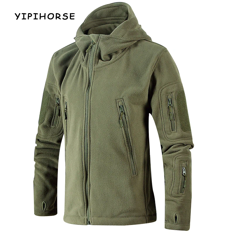 

YIPIHORSE Winter Warm Outerwear Casual Hoodie Coat Jacket Military Tactical Fleece Jacket Men Camouflage Sportswear Windbreaker