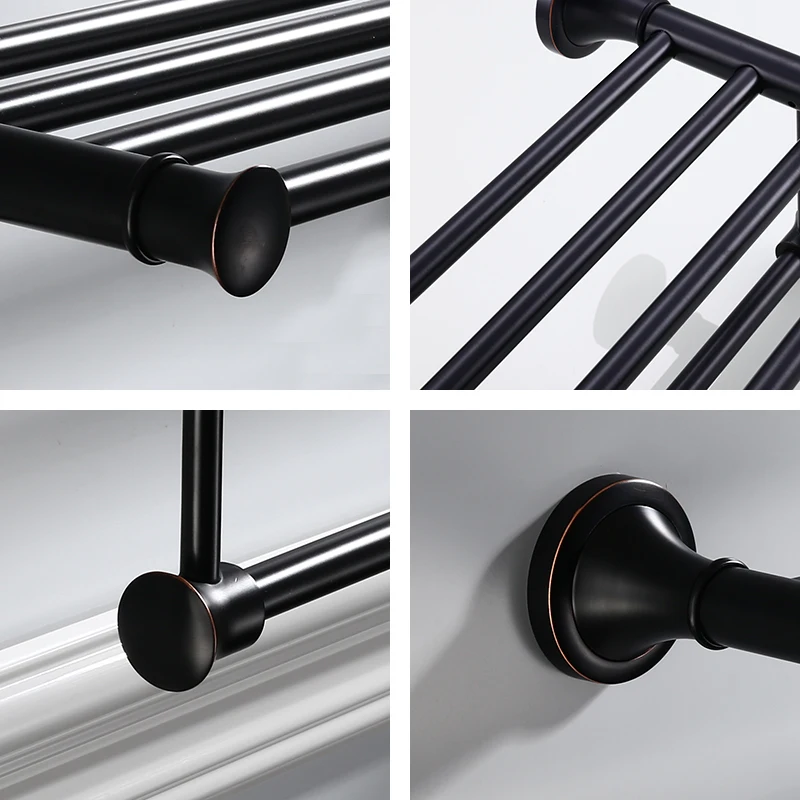 Towel Racks Brass Made BathroomTowel Rack with Shelf Movable Black Holder Double Bathroom Accessories | Обустройство дома