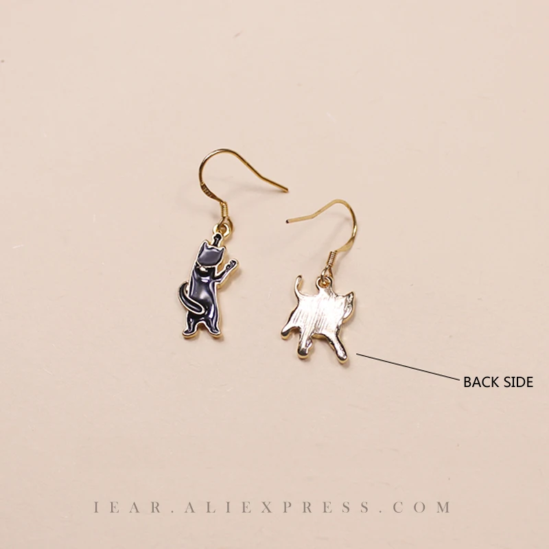 IEAR black cats design earrings present unique style for girls women ladys with silver hook gold color plated | Украшения и