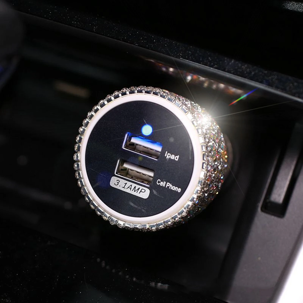 1 шт. Алмазный адаптер для автомобильного прикуривателя Dual 3.1A Prime ABS USB зарядка