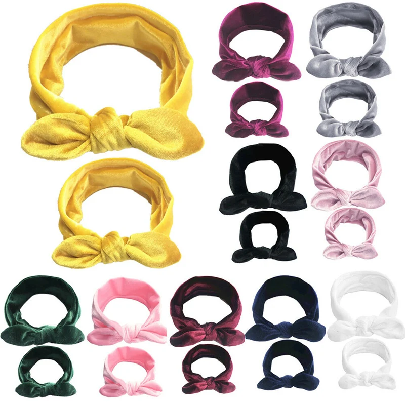 Cute 2PCS/Set Mom Mother Daughter Kids Baby Girls Bow Headband Hair Band Accessories Hot Sale New Solid Newborn Infant Headwear | Детская