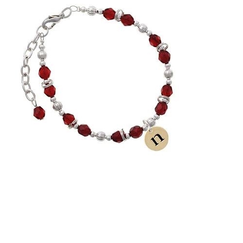 Браслет из бисера Goldtone Disc 1/2 ''Initial-n-Maroon |