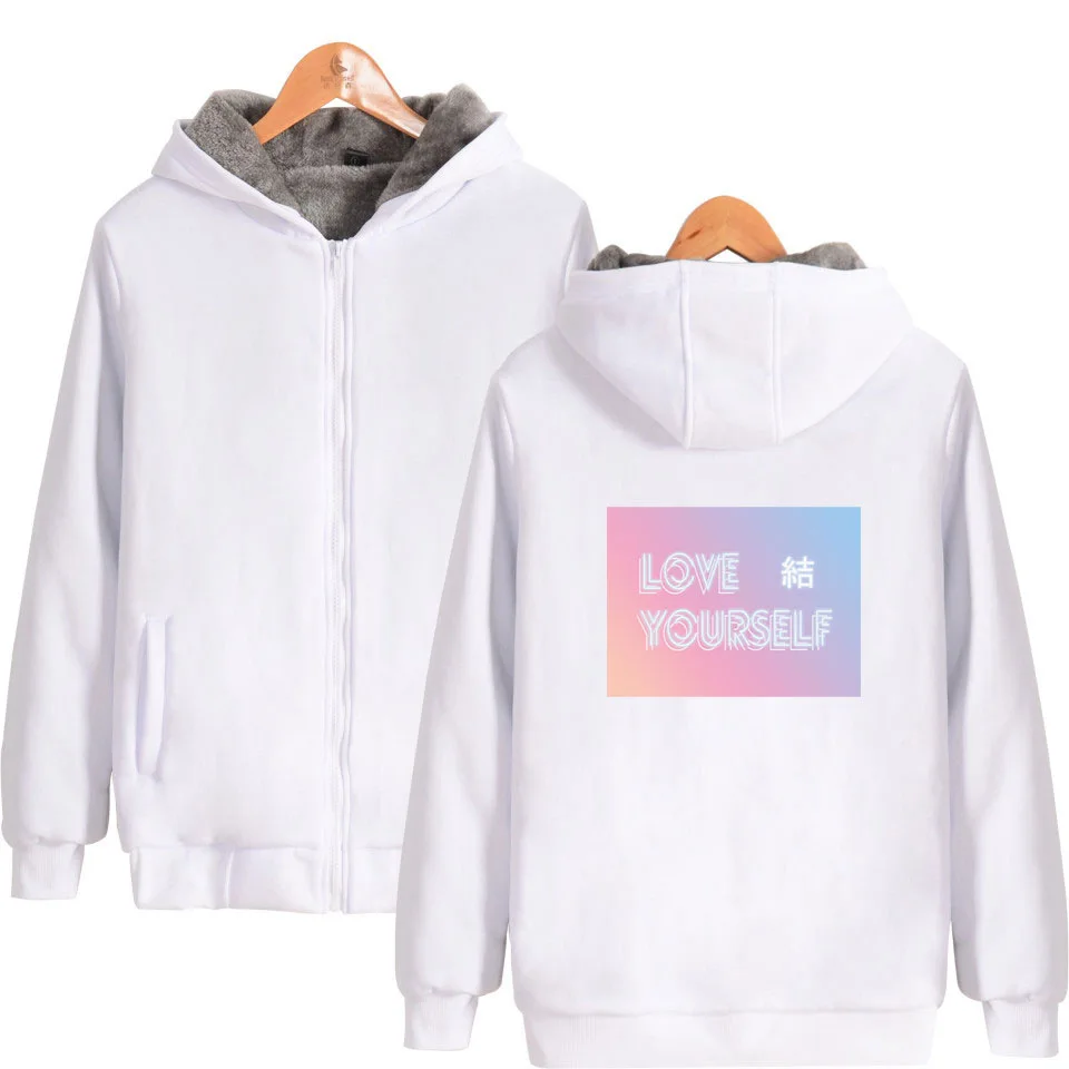Худи BTS s Bangtan Boys K POP Толстовка альбом любить себя толстый теплый флис с капюшоном