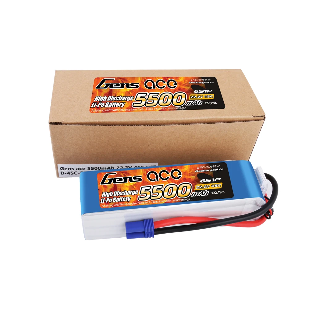 Аккумуляторы для вертолета Gens ace 5500mAh Lipo 22 2 V 45C 6S1P|Детали и аксессуары| |