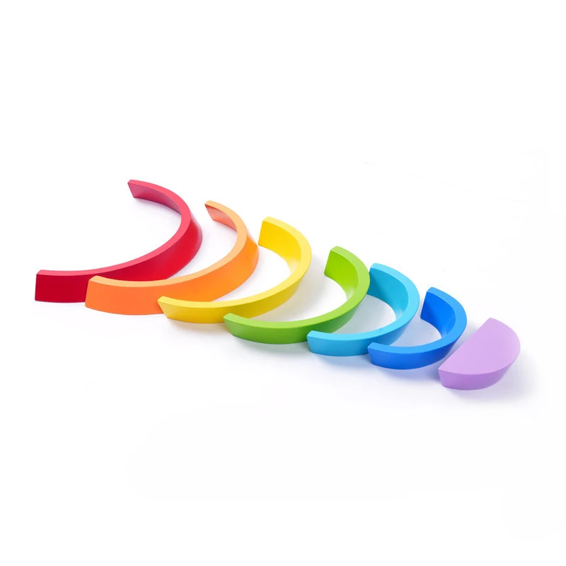 FBIL-7Pcs/набор красочные деревянные блоки игрушки креативные радужные сборочные