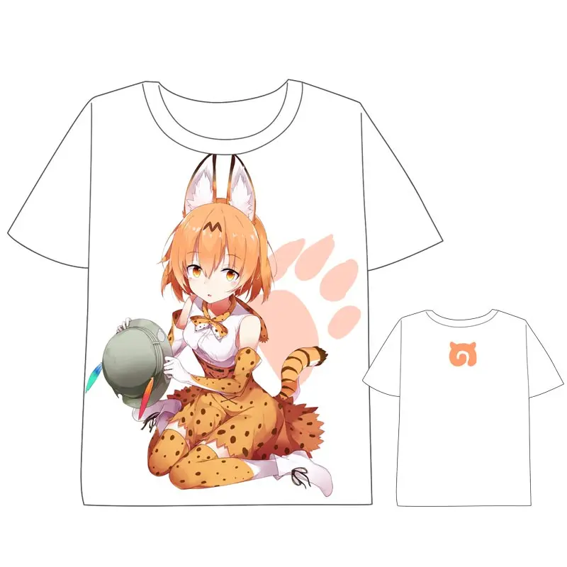Мужская и женская футболка с коротким рукавом аниме Kemono Friends забавная летняя